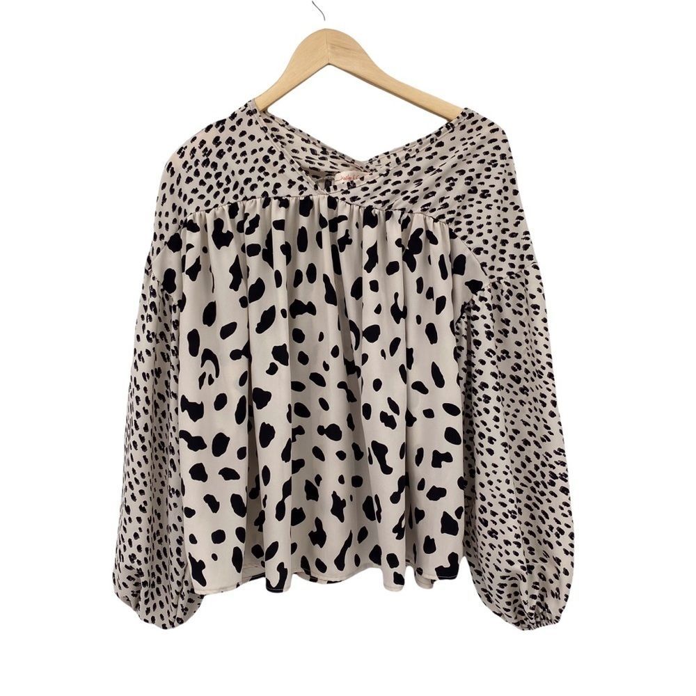 Hailey & Co. black, cream mixed print oversized blouse